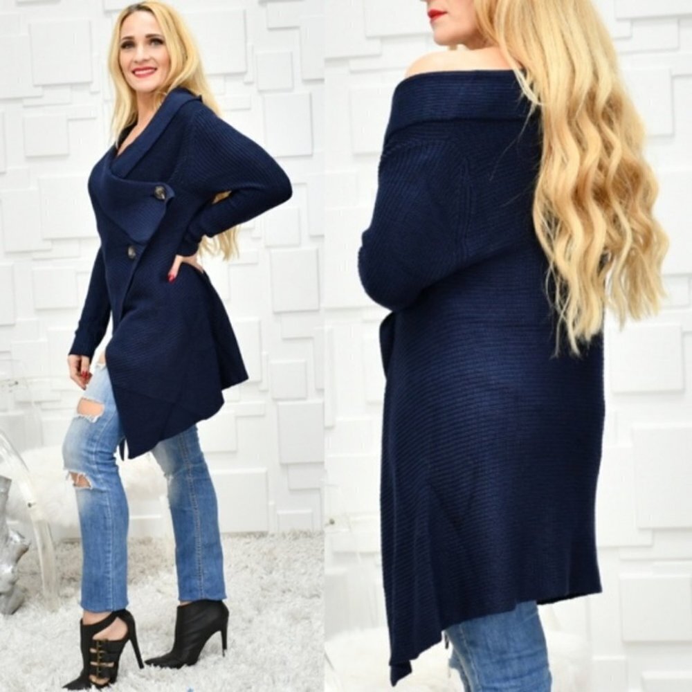 Navy Blue Cardigan - Picture 2 of 4